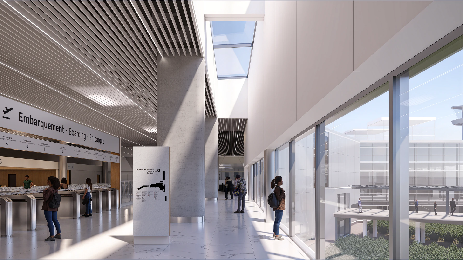 Vue du futur cheminement vers les portes d’embarquement